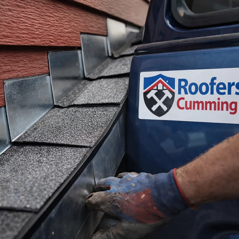 Properly installed step flashing and clean shingle courses at a roof-to-wall transition